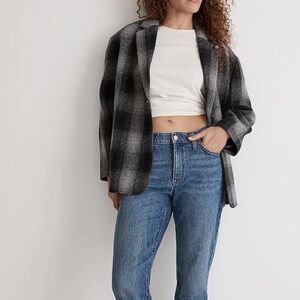 Madewell Oversized Dorset Blazer Boiled Wool NH857 Buffalo Check black